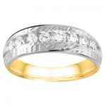 Hammered Finish Two Tone Men's Promise Ring