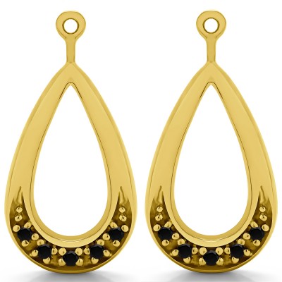 0.1 Carat Black Round Pave Chandelier Earring Jacket in Yellow Gold
