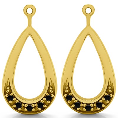 0.1 Carat Black Round Pave Chandelier Earring Jacket in Yellow Gold
