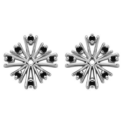 0.16 Carat Black Round Prong Starburst Inspired Earring Jacket
