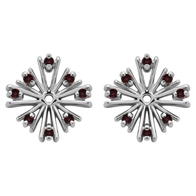 0.16 Carat Ruby Round Prong Starburst Inspired Earring Jacket