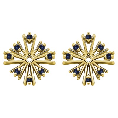 0.16 Carat Sapphire Round Prong Starburst Inspired Earring Jacket in Yellow Gold