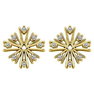 0.16 Carat Round Prong Starburst Inspired Earring Jacket in Yellow Gold