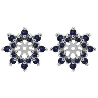 0.96 Carat Sapphire Round Double Row Halo Earring Jacket