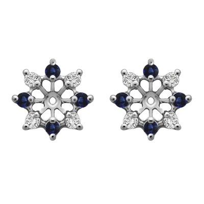 0.32 Carat Sapphire and Diamond Round Shared Prong Halo Earring Jacket