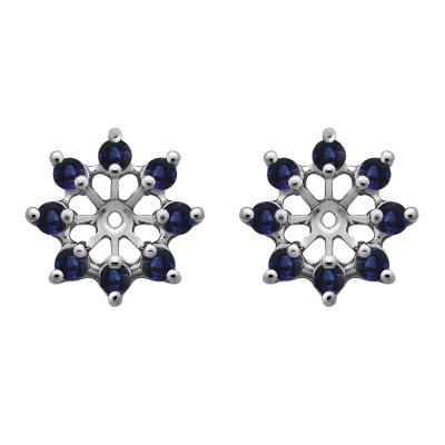 0.32 Carat Sapphire Round Shared Prong Halo Earring Jacket