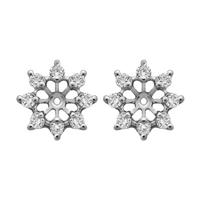 0.32 Carat Round Shared Prong Halo Earring Jacket