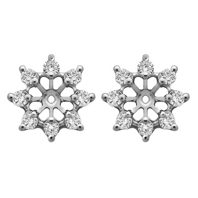 0.96 Carat Round Shared Prong Halo Earring Jacket