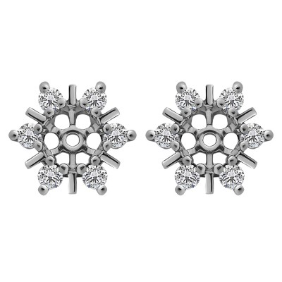 0.48 Carat Round Bar and Prong Halo Earring Jackets