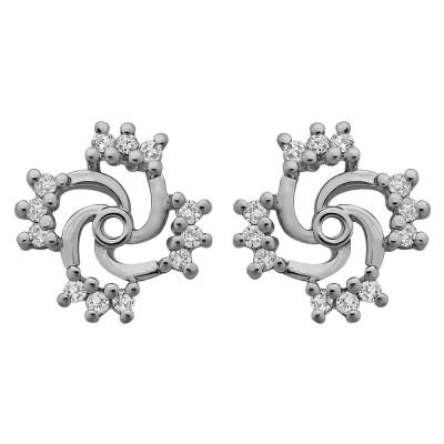 0.24 Carat Round Shared Prong Swirl Earring Jacket
