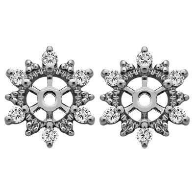 0.24 Carat Round Shared Prong Halo Earring Jacket