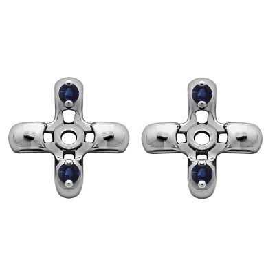 0.06 Carat Sapphire Cross Shaped Earring Jackets
