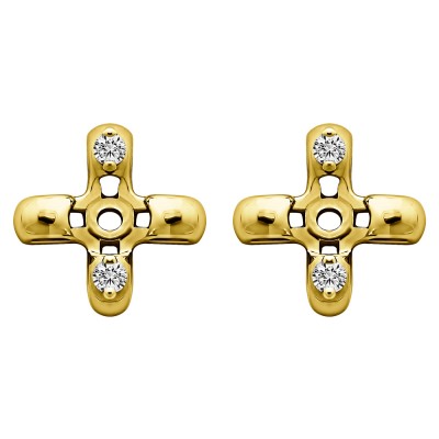 0.06 Carat Cross Shaped Earring Jackets in Yellow Gold