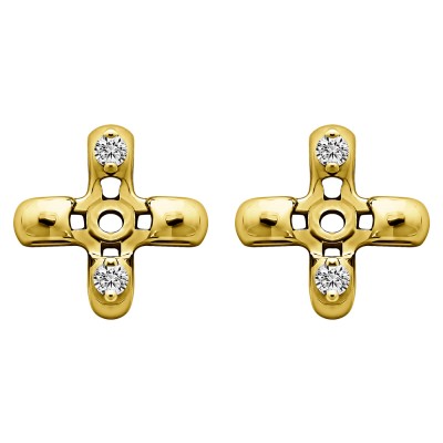 0.06 Carat Cross Shaped Earring Jackets in Yellow Gold