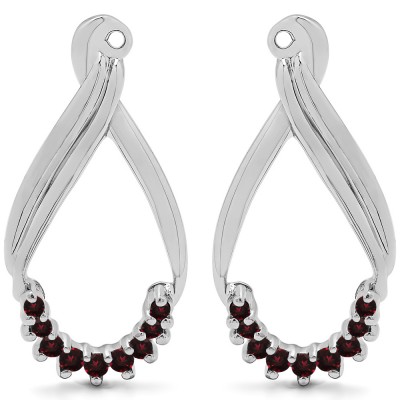 0.21 Carat Ruby Round Shared Prong Chandalier Earring Jackets