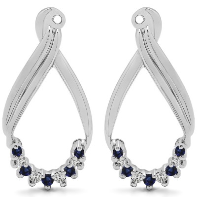 0.21 Carat Sapphire and Diamond Round Shared Prong Chandalier Earring Jackets