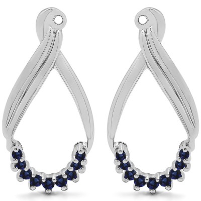 0.21 Carat Sapphire Round Shared Prong Chandalier Earring Jackets