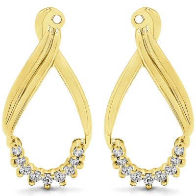 0.21 Carat Round Shared Prong Chandalier Earring Jackets  in Yellow Gold