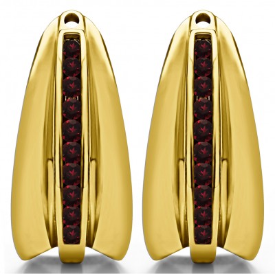 0.315 Carat Ruby Large Round Channel Set Chandelier Earring Jacket  in Yellow Gold