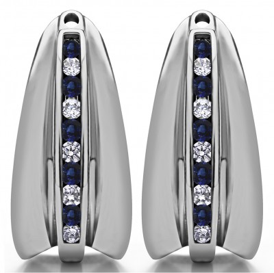 0.315 Carat Sapphire and Diamond Large Round Channel Set Chandelier Earring Jacket