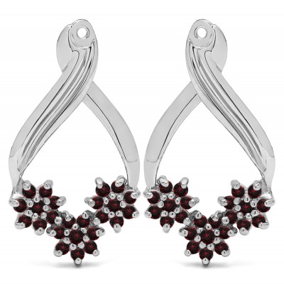 0.54 Carat Ruby Triple Flower Cluster Earring Jackets