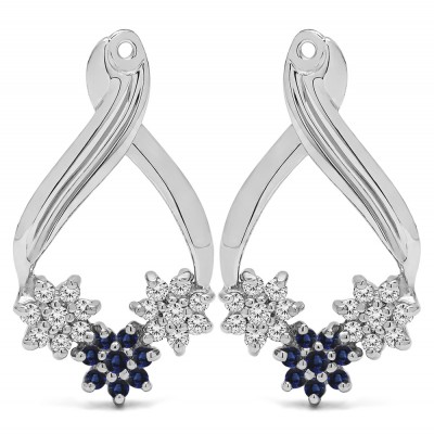 0.54 Carat Sapphire and Diamond Triple Flower Cluster Earring Jackets