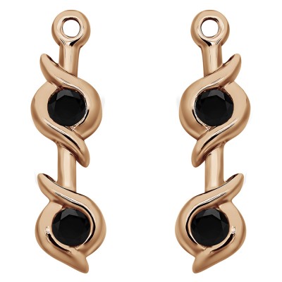 0.2 Carat Black Bypass Bezel Two Stone Earring Jacket in Rose Gold