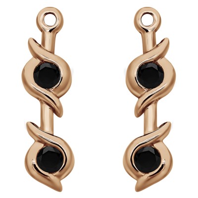 0.2 Carat Black Bypass Bezel Two Stone Earring Jacket in Rose Gold