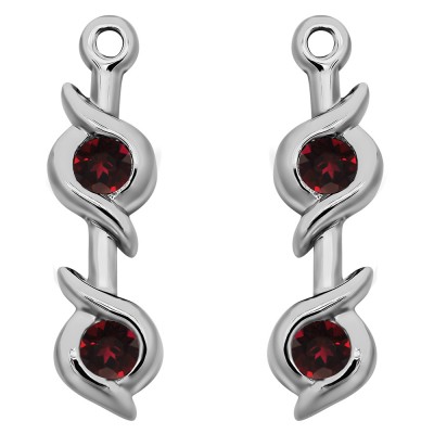0.2 Carat Ruby Bypass Bezel Two Stone Earring Jacket