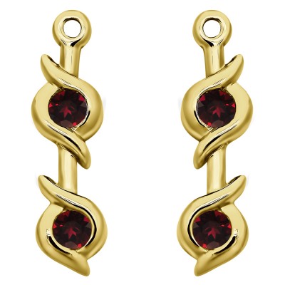 0.2 Carat Ruby Bypass Bezel Two Stone Earring Jacket in Yellow Gold