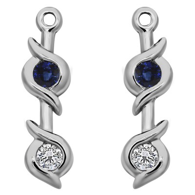 0.2 Carat Sapphire and Diamond Bypass Bezel Two Stone Earring Jacket