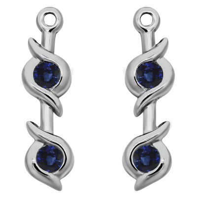 0.2 Carat Sapphire Bypass Bezel Two Stone Earring Jacket