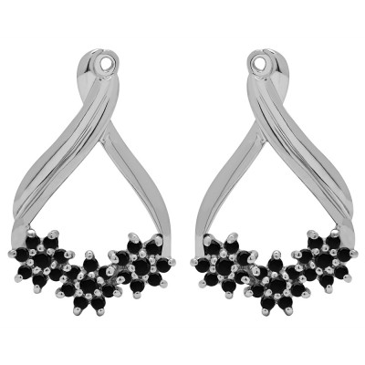 0.51 Carat Black Bypass Round Flower Earring Jackets