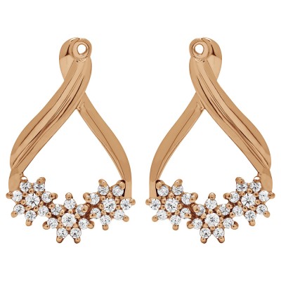 0.51 Carat Bypass Round Flower Earring Jackets in Rose Gold
