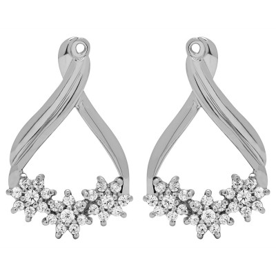 0.51 Carat Bypass Round Flower Earring Jackets
