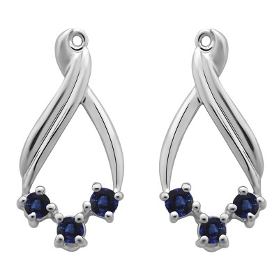 0.52 Carat Sapphire Three Stone Chandalier Earring Jackets
