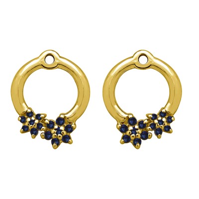 0.19 Carat Sapphire Double Flower Prong Set Earing Jackets in Yellow Gold
