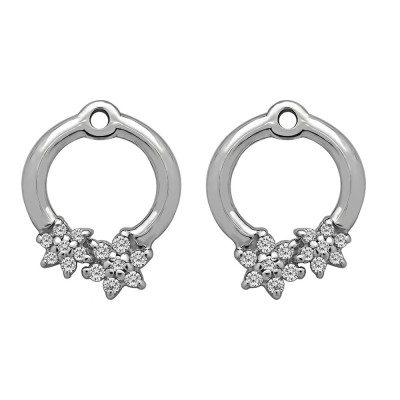 0.19 Carat Double Flower Prong Set Earing Jackets