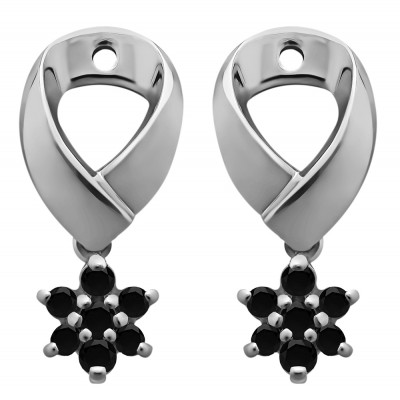 0.22 Carat Black Flower Dangle Earring Jackets