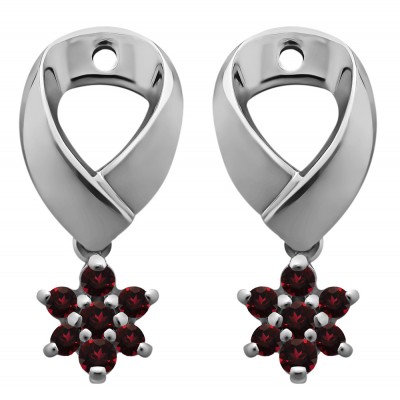 0.22 Carat Ruby Flower Dangle Earring Jackets