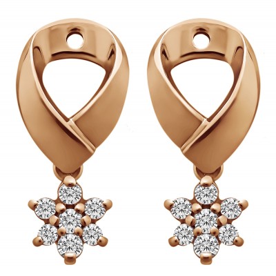 0.22 Carat Flower Dangle Earring Jackets in Rose Gold