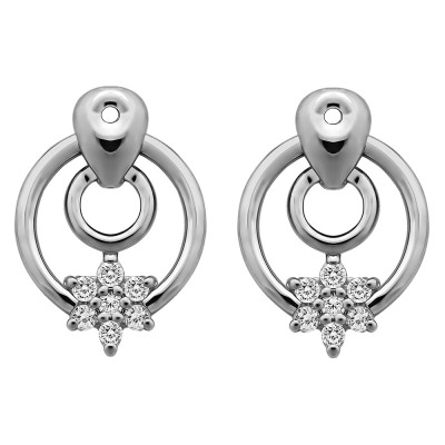 0.28 Carat Double Circle Flower Dangle Earring Jackets