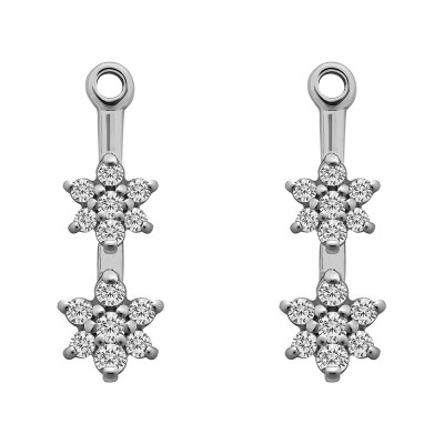 0.19 Carat Double Flower Dangle Earring Jackets