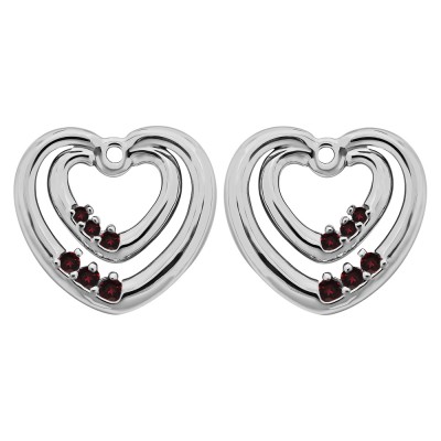 0.22 Carat Ruby Double Heart Shaped Earring Jackets