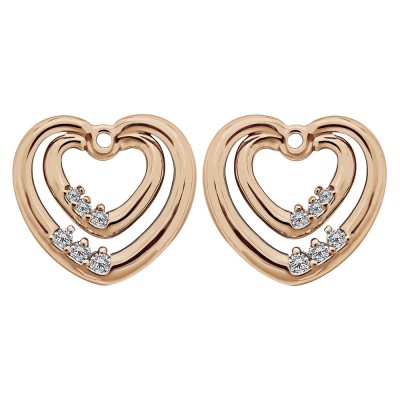 0.22 Carat Double Heart Shaped Earring Jackets in Rose Gold