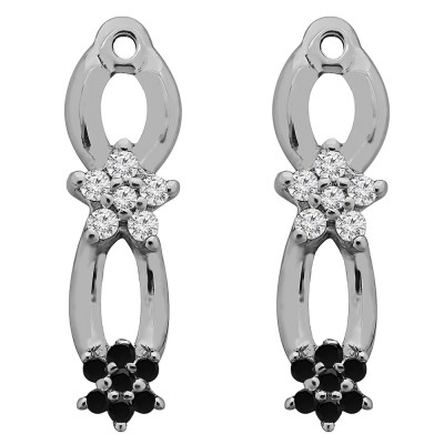 0.27 Carat Black and White Flower Dangle Earring Jackets