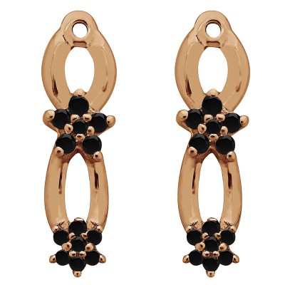 0.27 Carat Black Flower Dangle Earring Jackets in Rose Gold