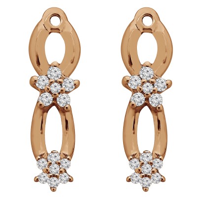 0.27 Carat Flower Dangle Earring Jackets in Rose Gold