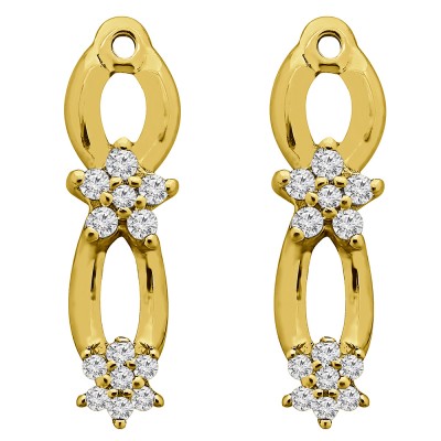 0.27 Carat Flower Dangle Earring Jackets in Yellow Gold