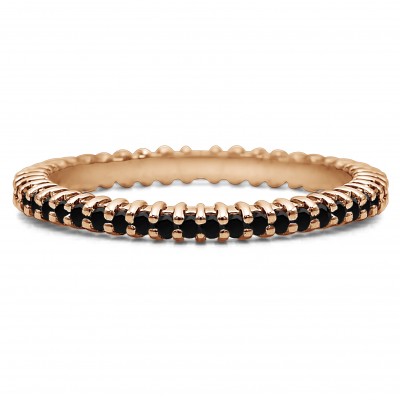 Black Stone Stackable 1.5mm Double Shared Prong Eternity Ring